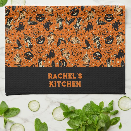 Personalized Vintage Style Halloween キッチンタオル (折り畳み)