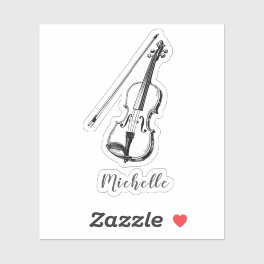 Personalized Vintage Violin musical シール (シート)