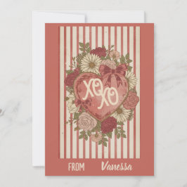 Personalized Vintage XO XO Valentine Card カード