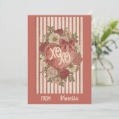 Personalized Vintage XO XO Valentine Card カード (スタンド正面)