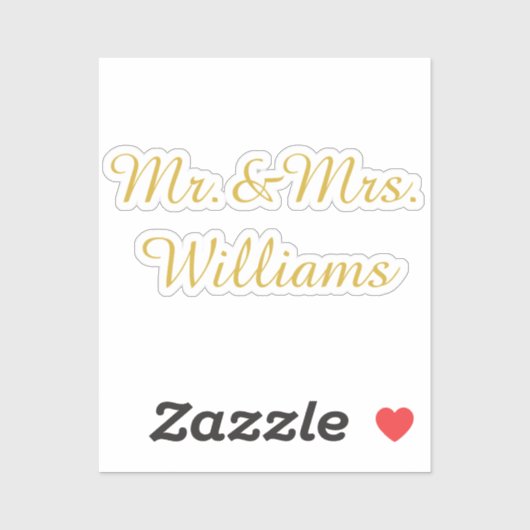Personalized Vinyl Custom Wedding Sign Gold Name シール (シート)
