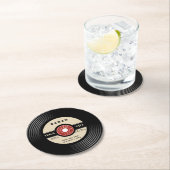 Personalized Vinyl Record Birthday Paper Coasters ラウンドペーパーコースター (インサイチュ)