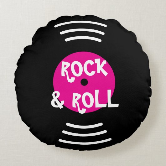 Personalized vinyl rock & roll music record ラウンドクッション (正面)