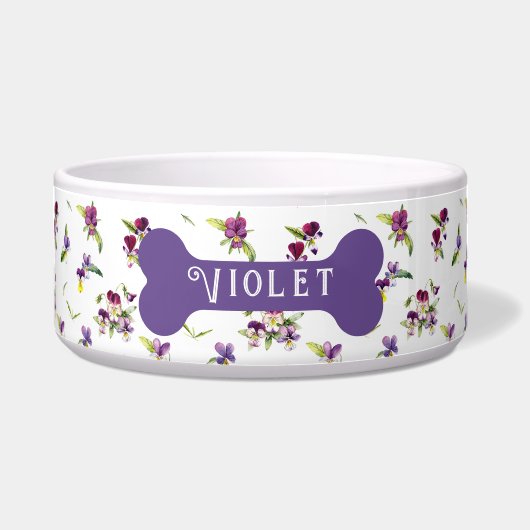 Personalized Violet Purple Floral ボウル (正面)