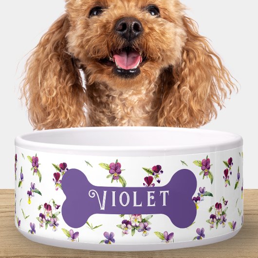 Personalized Violet Purple Floral ボウル