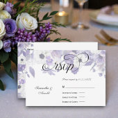 Personalized Violet Purple Flowers Wedding 出欠カード