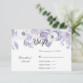 Personalized Violet Purple Flowers Wedding 出欠カード (スタンド正面)