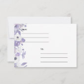 Personalized Violet Purple Flowers Wedding 出欠カード (裏面)