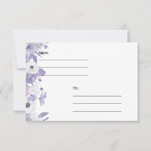 Personalized Violet Purple Flowers Wedding 出欠カード (裏面)