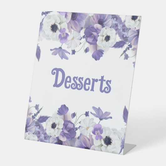 Personalized Violet Purple Flowers Wedding 台座サイン (正面)