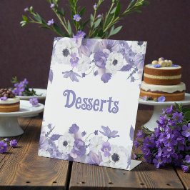 Personalized Violet Purple Flowers Wedding 台座サイン