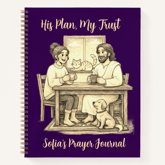 Personalized Violet Sepia Jesus Notebook ノートブック (正面)