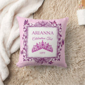 Personalized Violet Tiara & Butterflies Keepsake クッション (ブランケット)