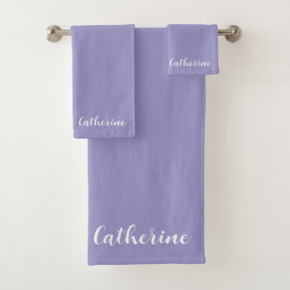Personalized Violet Towels Set with Name  バスタオルセット