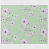 Personalized Violet Watercolor Flowers Baby Shower ラッピングペーパー (フラット)