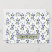 Personalized Violets Floral Botanical Note Card ノートカード (正面)