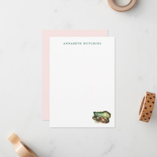 Personalized Violin Stationery Note Cards ノートカード (正面/裏面インサイチュ)
