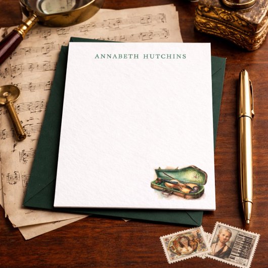 Personalized Violin Stationery Note Cards ノートカード
