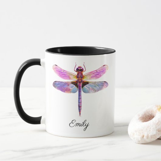 Personalized Vivid Dragonfly マグカップ (ドーナツ)