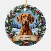 Personalized Vizsla Christmas セラミックオーナメント (正面)