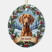 Personalized Vizsla Christmas セラミックオーナメント (左)