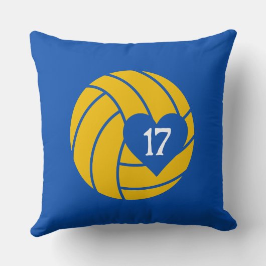 Personalized Volleyball Blue and Yellow Senior クッション (裏面)