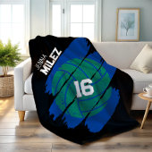 Personalized Volleyball Player Blue and Green フリースブランケット