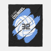 Personalized Volleyball Player Blue and White フリースブランケット (正面)