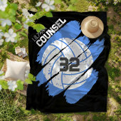 Personalized Volleyball Player Blue and White フリースブランケット