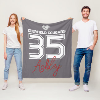 Personalized Volleyball Player School Colors フリースブランケット