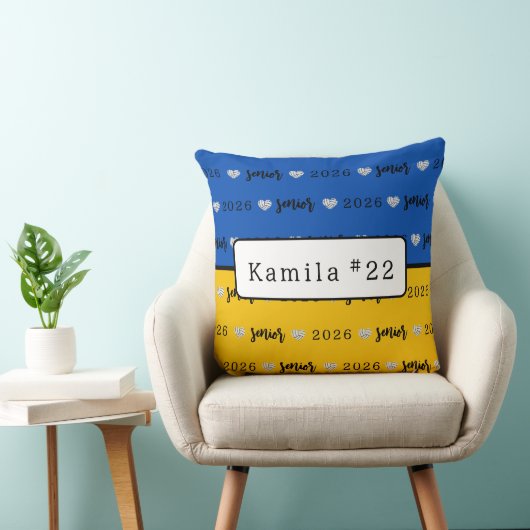 Personalized Volleyball Senior Blue and Yellow  クッション (椅子)