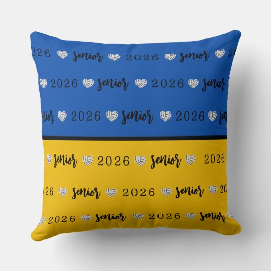 Personalized Volleyball Senior Blue and Yellow  クッション (裏面)