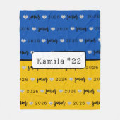Personalized Volleyball Senior blue and yellow フリースブランケット (正面)