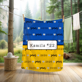 Personalized Volleyball Senior blue and yellow  フリースブランケット