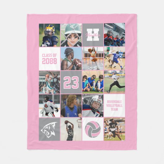 Personalized Volleyball Senior Gift Custom Color フリースブランケット (正面)