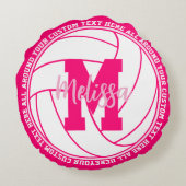 Personalized Volleyball Team Pink Girls ラウンドクッション (裏面)
