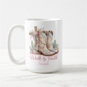 Personalized Walk By Faith Mug コーヒーマグカップ (左)