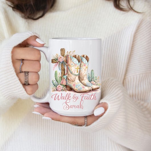 Personalized Walk By Faith Mug コーヒーマグカップ