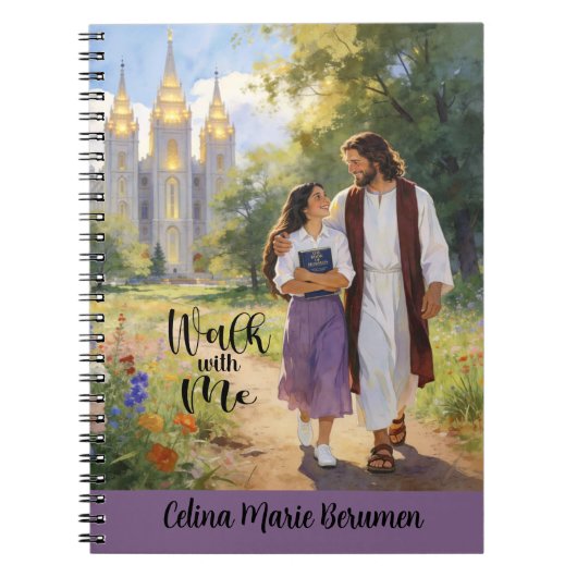 Personalized 'Walk with Me' Christian LDS Journal3 ノートブック (正面)