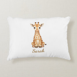 Personalized Watercolor Baby Giraffe Mug with Cust アクセントクッション