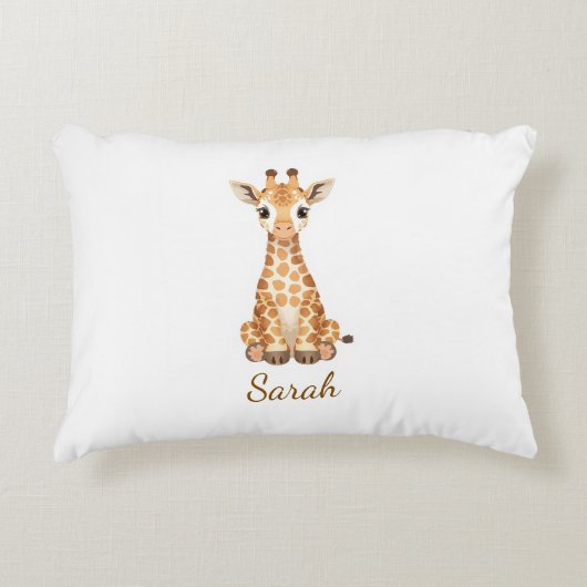 Personalized Watercolor Baby Giraffe Mug with Cust アクセントクッション (正面)