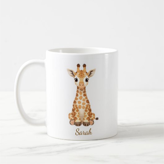 Personalized Watercolor Baby Giraffe Mug with Cust コーヒーマグカップ (左)