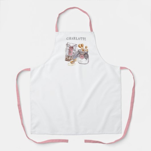 Personalized Watercolor Baker Pastry Chef エプロン (正面)