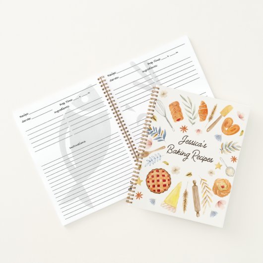 Personalized Watercolor Baking Recipe Journal ノートブック (内部)