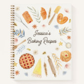 Personalized Watercolor Baking Recipe Journal ノートブック (正面)
