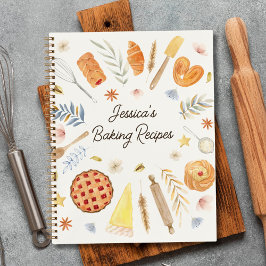 Personalized Watercolor Baking Recipe Journal ノートブック