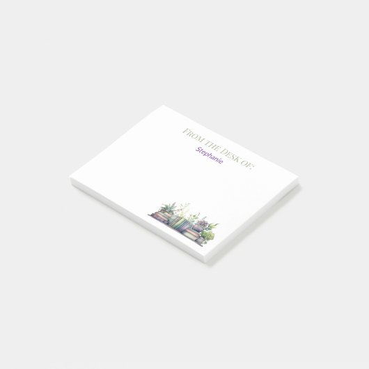 Personalized Watercolor Books and Plants ポストイット (アングル)
