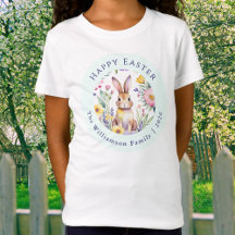 Personalized Watercolor Bunny Family Easter Kids