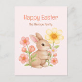 Personalized Watercolor Bunny Happy Easter  シーズンポストカード (正面)
