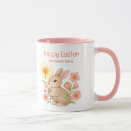 Personalized Watercolor Bunny Happy Easter  マグカップ
